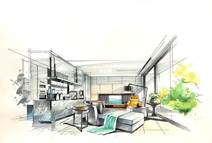 96法卡勒二代#手绘客厅效果图临摹#马克笔手绘  #客厅手绘