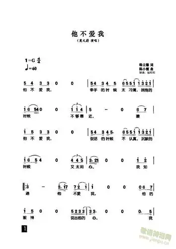 他不爱我 莫文蔚 歌谱简谱网