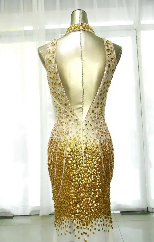 奢华水晶礼服韩版韩式新娘结婚敬酒服晚礼服演出服