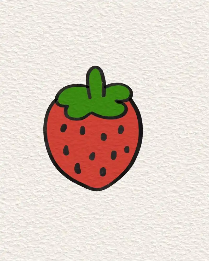 5步简笔画草莓#简笔画 #一起学画画 #一学就会系列 #启蒙 - 抖音