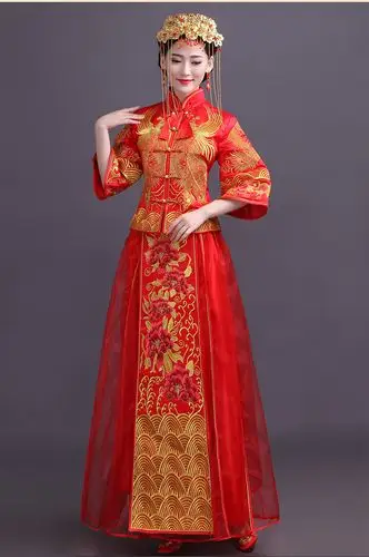 服装内衣 应季女装 旗袍 > 秀禾服新娘礼服龙凤褂结婚礼服中式嫁衣七