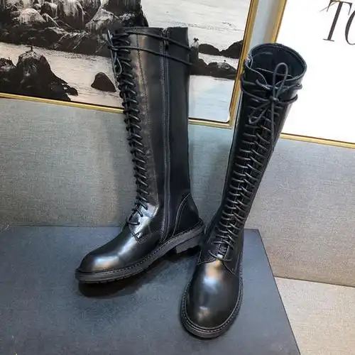 ann长靴女2019秋冬新款高筒骑士靴网红女单靴皮靴粗跟长筒军靴子