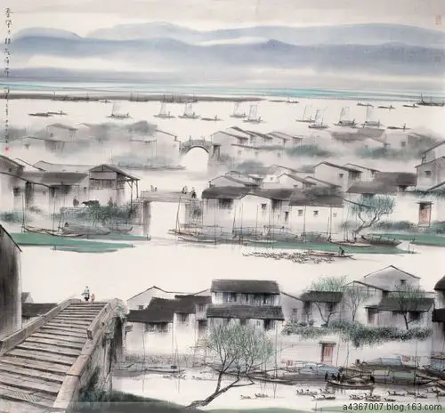 小桥流水杨明义水墨小品