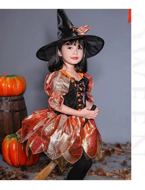 迪士尼同款新品洋气万圣节儿童服装幼儿园衣服女童小女巫服饰化妆舞会