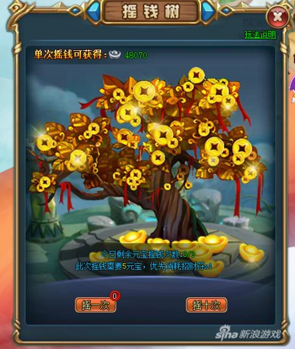 币的使用,因为到了40级,你摇钱奖励就多多了其他说明:1,摇钱树每天有