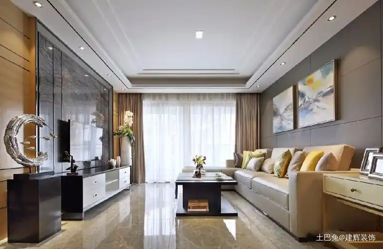 >125平现代轻奢暖色调家装装修案例效果图
