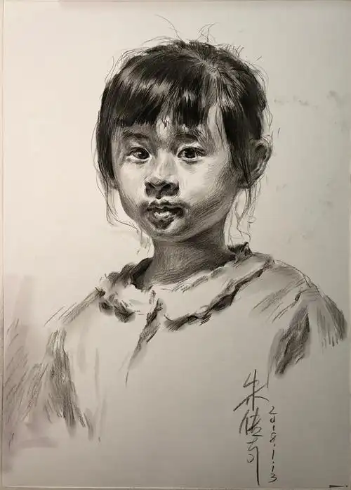 第二一六集女童素描头像范画步骤图及部分细节图