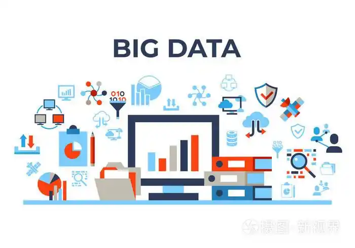 数字矢量大数据和信息图标设置绘制简单线条艺术信息图形, 平面风格插