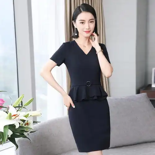职业装连衣裙工作服夏季售楼部保险业务员中长款ol包臀裙子cccyq2891