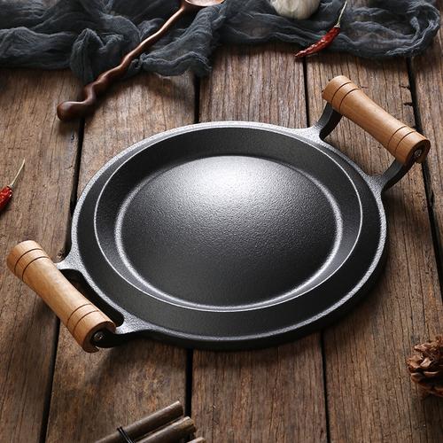 铸铁老式煎饼锅木柄粗粮饼折锅耨耨烙糕烙饼锅无涂层不粘摊黄子锅