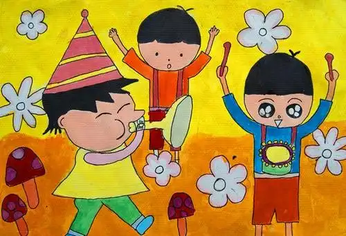 《我们的节日》/少儿绘画作品/儿童画/网络美术馆_中国少儿美术教育网