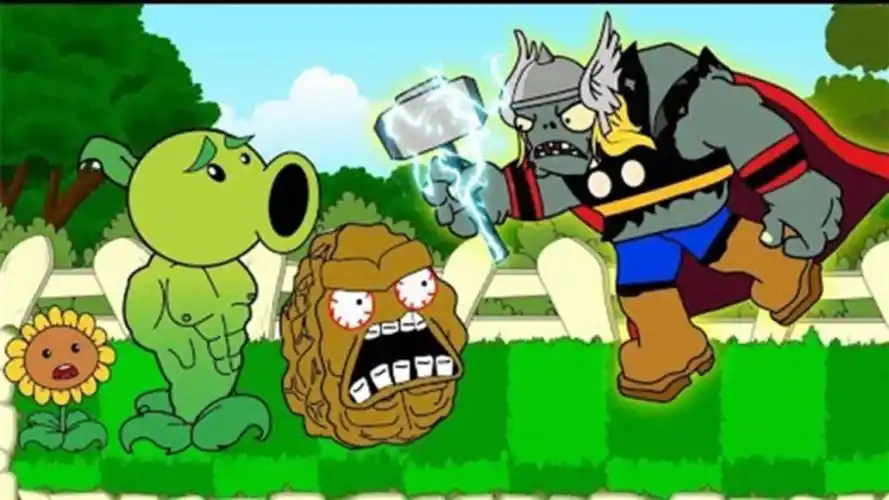 植物大战僵尸:僵尸捡到巨锤后,进化为雷神僵尸,惹得植物发抖!