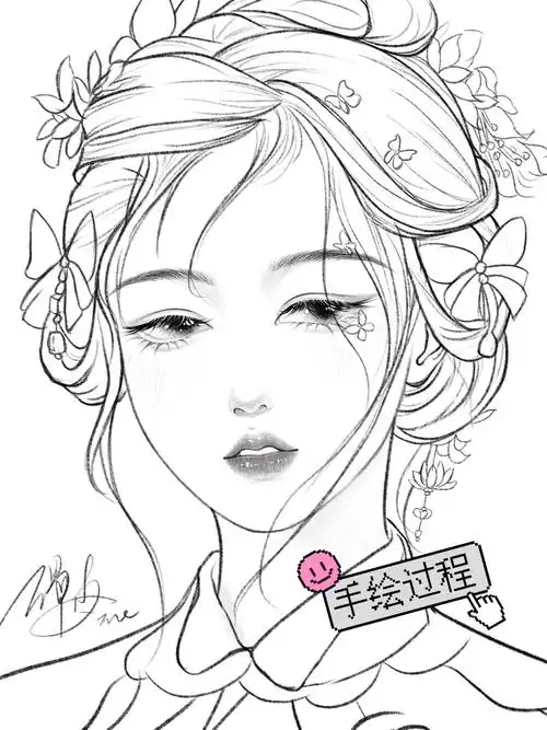 今天画我见犹怜古风女孩手绘过程