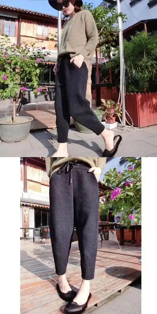 大码女装2017秋冬装新款胖mm裤子200斤胖妹妹萝卜裤哈伦裤长裤女_7折