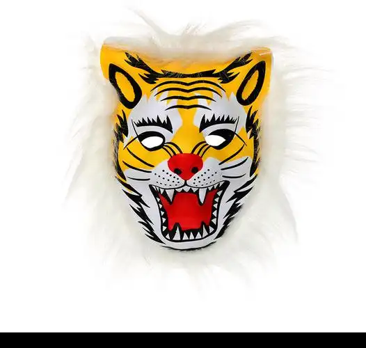 厂家批发老虎面具儿童成人演出景区庙会地摊道具eva毛绒动物面具