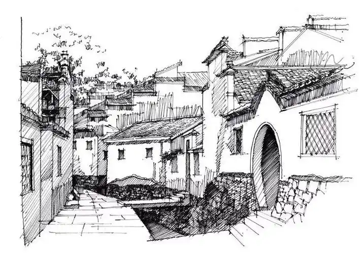 一行手绘原创精选100幅中国古建筑钢笔画步骤图视频解说送给勤奋得让