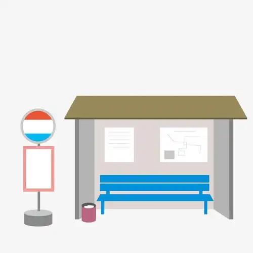 公交车停靠站卡通图