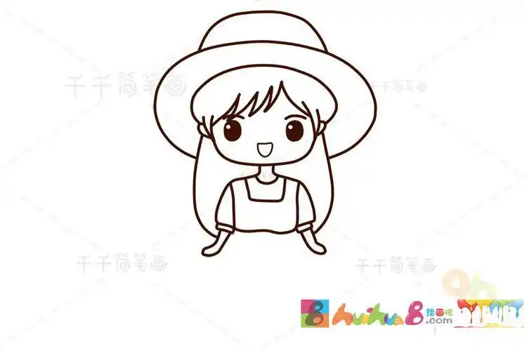 戴帽子的小女孩简笔画 简单又可爱