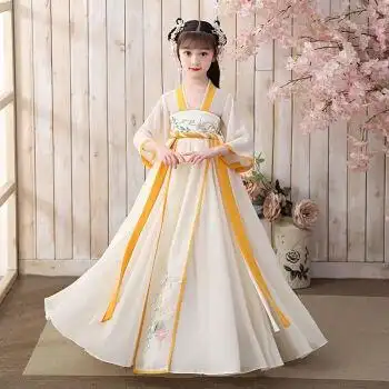 窈欣儿童古装汉服女秋天女童民族服装10岁小女孩中国风襦裙秋季中大童