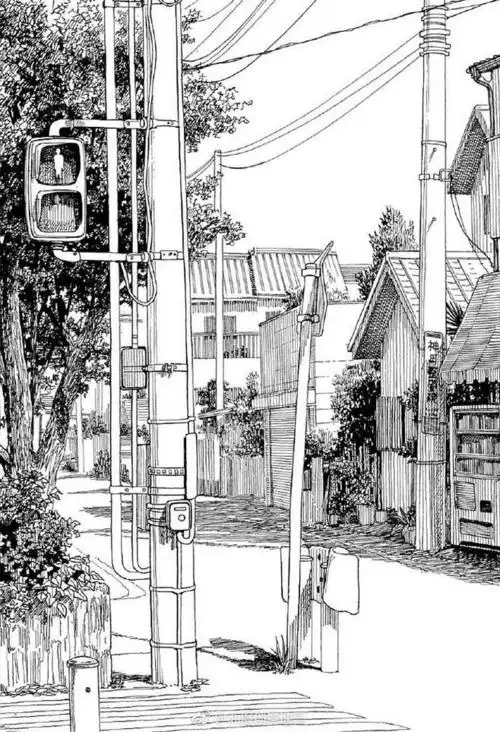 漫画中的黑白手绘场景