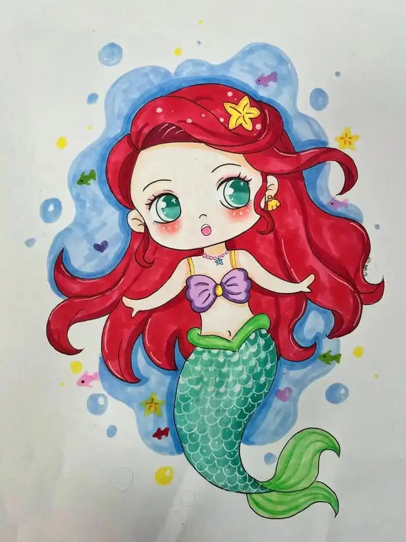 图文伙伴计划 #美人鱼绘画#二次元 #零基础学画画 #马克笔手绘