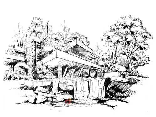 史上最全流水别墅手绘与快题100p