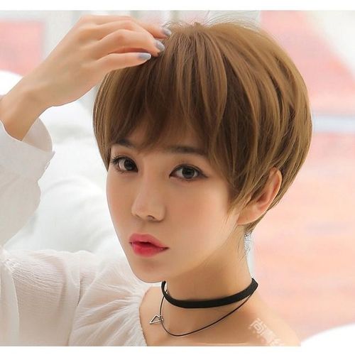 可爱帅气假发女生短直发短发假头发黑色棕色浅棕色个性男发全头套