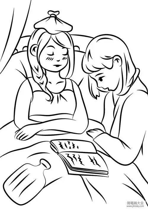 帮助病人_小女孩简笔画-简笔画大全