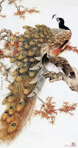 中国画工笔孔雀大图欣赏