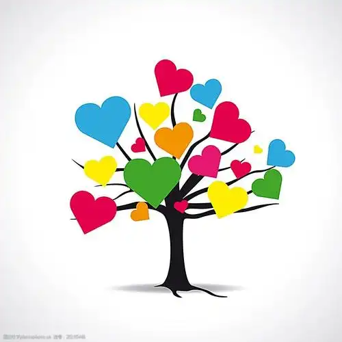 彩色爱心树矢量素材图片图片-图行天下图库