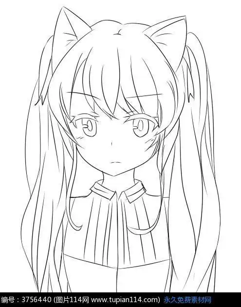 笔画头像可爱卡通动漫人物简笔画长发女孩动漫 简笔画 卡通 漫画 手绘