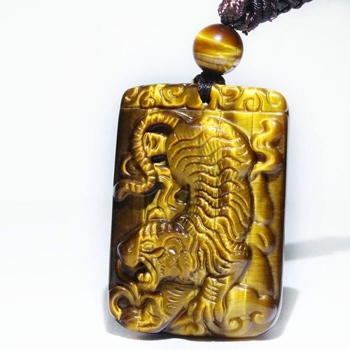 老虎男士吊坠天然虎睛石虎牌男士霸气挂坠项链坠 送男友玉佩礼物 图片