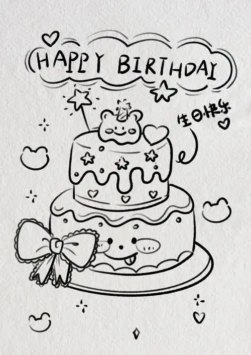 生日蛋糕贺卡简笔画教程第二弹来啦～最近有过生日的小伙伴看过来