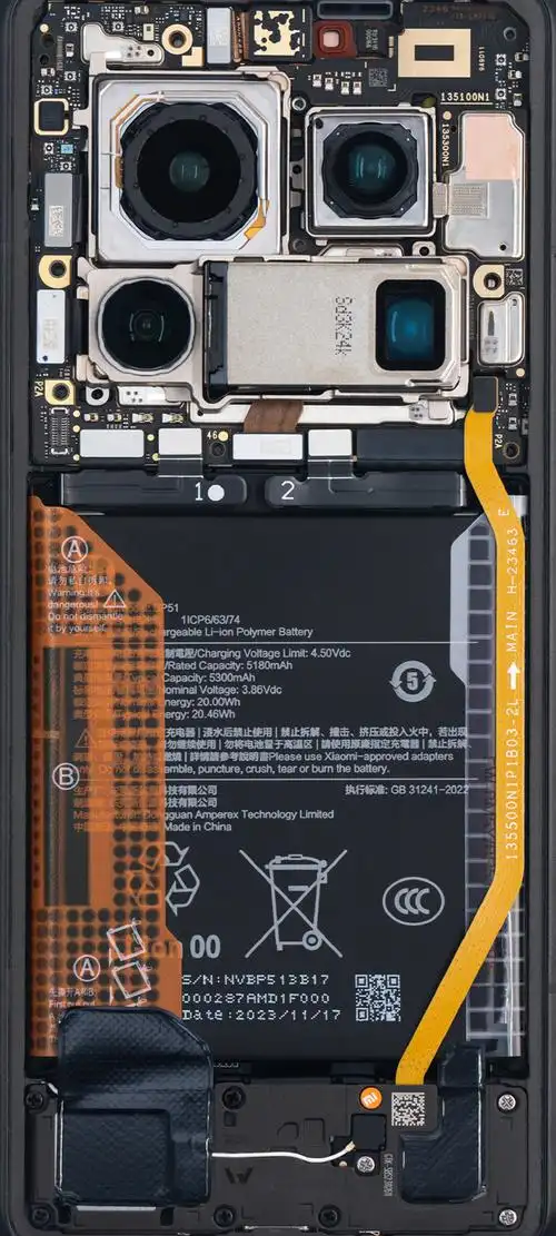小米 14 ultra 内部结构壁纸,带盖板和不带盖板两张,大家根据自己需求
