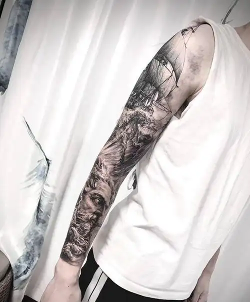 欧美写实花臂纹身图片_手部纹身图案