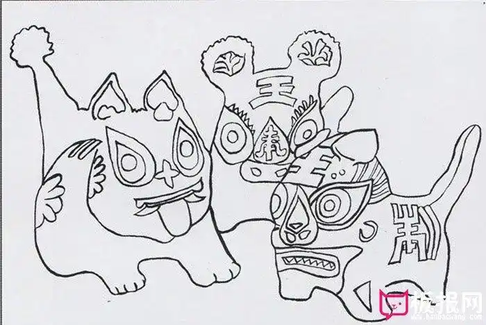 手绘装饰画教程,民间工艺布老虎彩绘