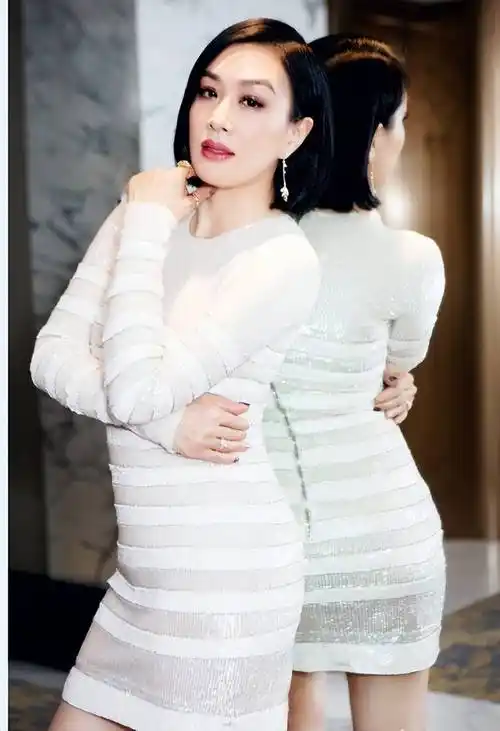 原创钟丽缇与小10岁公婆合影穿紧身旗袍扎双丸子头一点也不服老