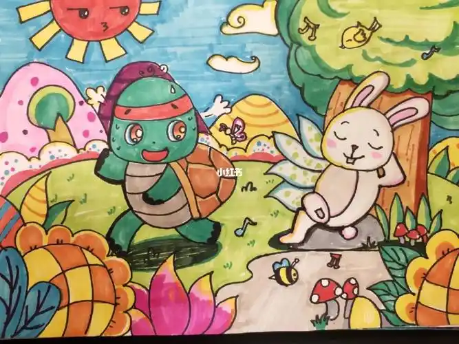 幼师考编龟兔赛跑故事情景画