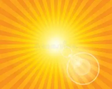 太阳光橙色带有镜头光斑的太阳光图案.照片