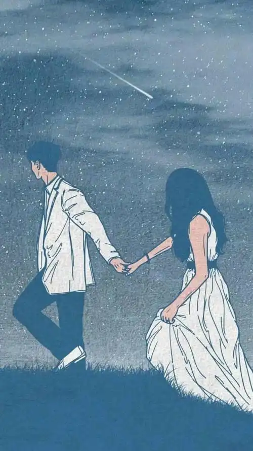 男生漂浮水母,女生漂浮蝴蝶情侣俩人一对手机壁纸