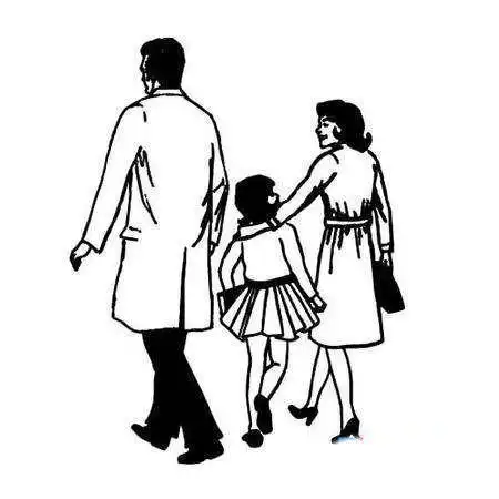 一家三口简笔画背影手牵手