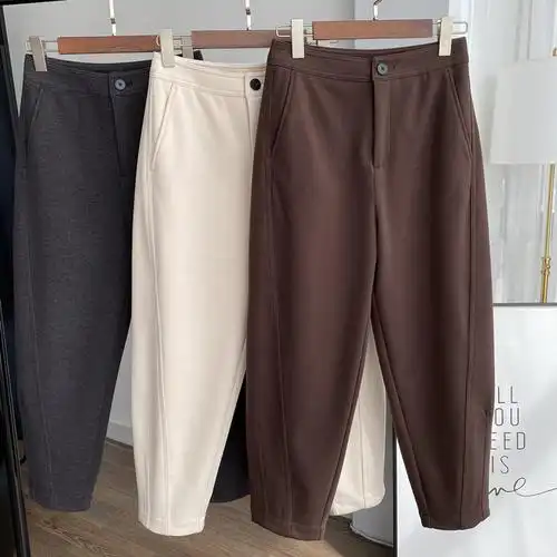 渠道牛货定染磨绒毛呢立体裁剪显瘦加厚奶奶裤休闲萝卜裤秋冬女裤