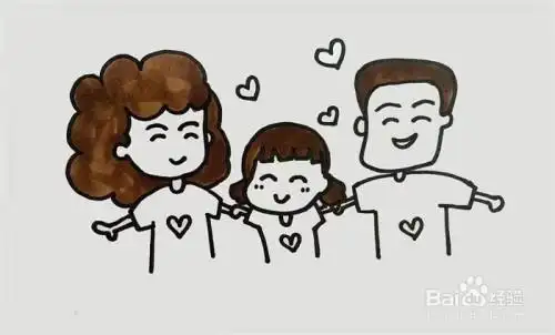 3人的全家福怎么画