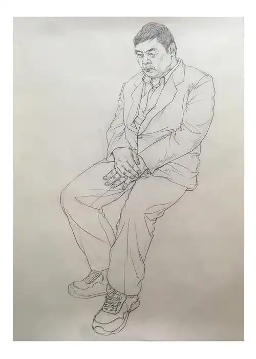 线性素描/人物全身肖像 (全开 4小时 写生)|纯艺术|绘画|六司 - 原创