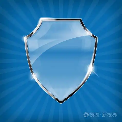 在蓝色背景上的光泽安全屏障