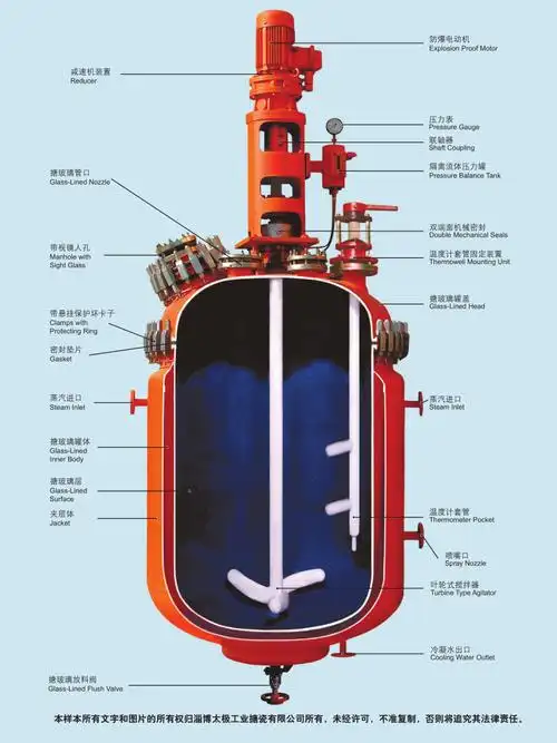 搪玻璃反应釜剖面图