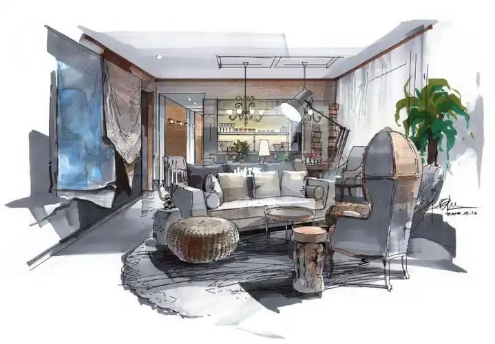 室内手绘   #室内手绘效果图   #手绘