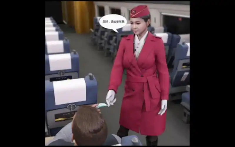 长靴高铁乘务员漫画,多样风格漫画.