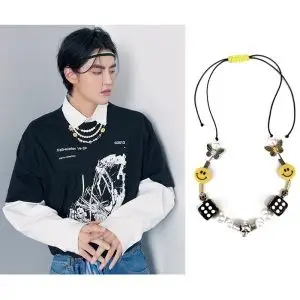 evae吴亦凡同款骰子珍珠骷髅蝴蝶笑脸项链国潮嘻哈男女情侣手链潮