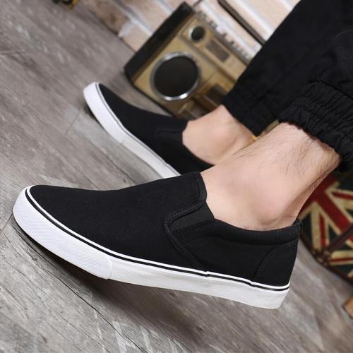 春季懒人休闲布鞋男士低帮韩版帆布鞋男生板鞋青年白鞋一脚蹬男鞋
